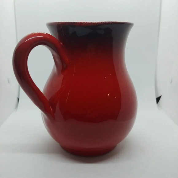 Red Ombre Italian Pottery Pitcher with Handle - Picture 4 of 7